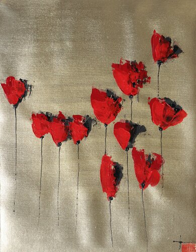 life is gold...life is...poppies par Donatella Marraoni, Peinture en vente sur Singulart