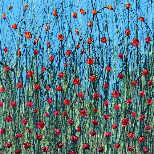 Poppies in the sky van Donatella Marraoni, Schilderij te koop op Singulart