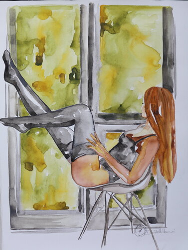 at the window van Donatella Marraoni, Schilderij te koop op Singulart