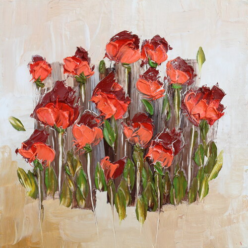 Poppies...orange and red von Donatella Marraoni, Malerei kaufen auf Singulart