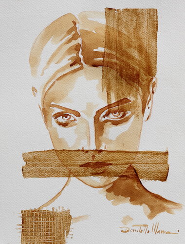 Coffee stripe by Donatella Marraoni, Work on Paper for Sale on Singulart