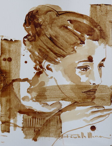 Attesa - coffee par Donatella Marraoni, Œuvre sur papier en vente sur Singulart