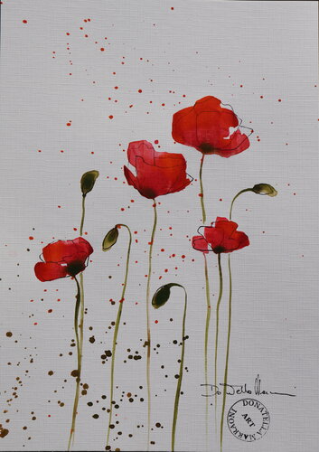 Poppies Minimal III van Donatella Marraoni, Werk op papier te koop op Singulart