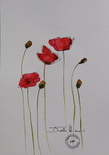 Poppies Minimal IV di Donatella Marraoni, Opera su carta in vendita su Singulart