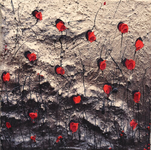 poppies and lovers in gold sunshine par Donatella Marraoni, Peinture en vente sur Singulart