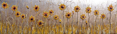 silver sunflowers di Donatella Marraoni, Pittura in vendita su Singulart