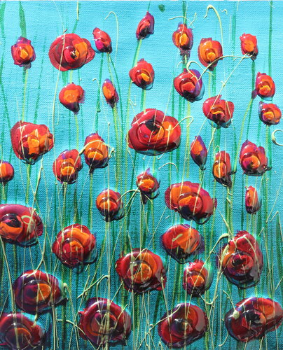 poppies in the blu sky II van Donatella Marraoni, Schilderij te koop op Singulart