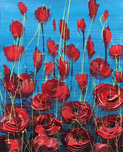 obsessed with poppies di Donatella Marraoni, Pittura in vendita su Singulart
