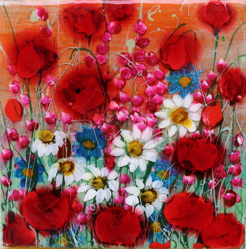 poppies and daisies II by Donatella Marraoni, Painting for Sale on Singulart