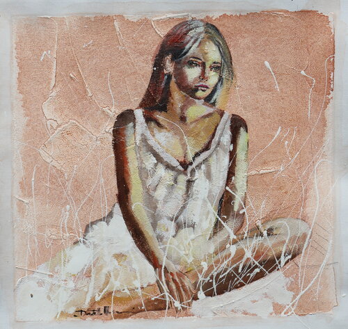 donna vestito bianco di Donatella Marraoni, Pittura in vendita su Singulart
