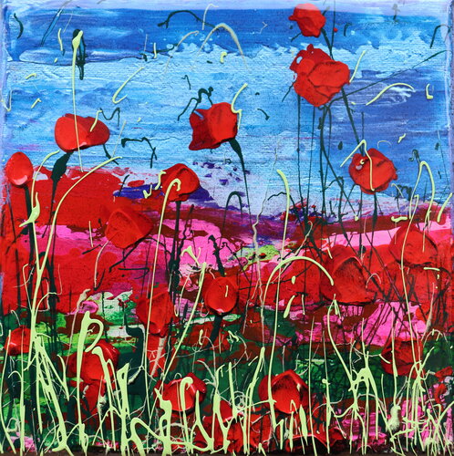 Poppies 20x20 van Donatella Marraoni, Schilderij te koop op Singulart