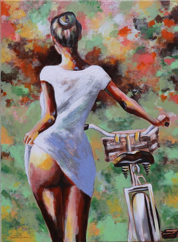 fammi volare...in bicicletta van Donatella Marraoni, Schilderij te koop op Singulart