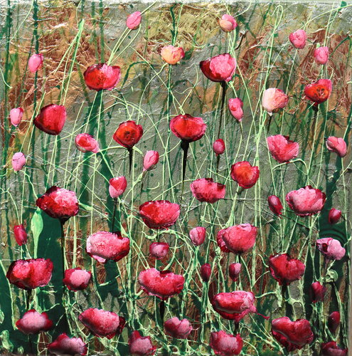 poppies and green by Donatella Marraoni, Painting for Sale on Singulart