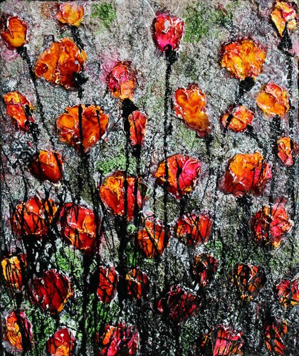 poppies  on fire par Donatella Marraoni, Peinture en vente sur Singulart