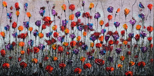 Red, love....poppies II par Donatella Marraoni, Peinture en vente sur Singulart