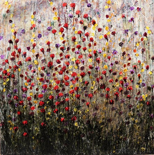 Purple Poppies and passion par Donatella Marraoni, Peinture en vente sur Singulart