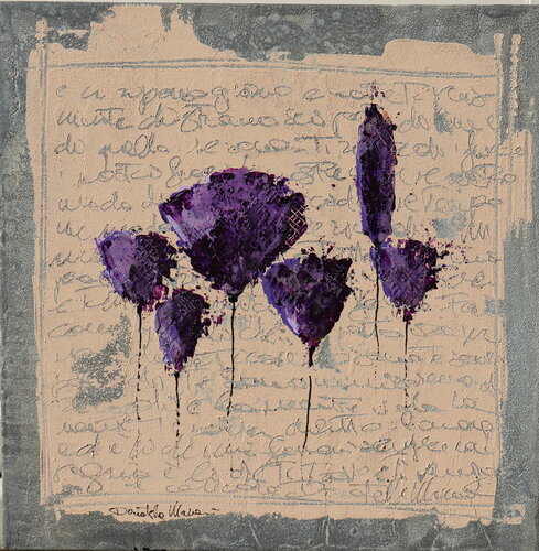 poppies and purpòe par Donatella Marraoni, Peinture en vente sur Singulart
