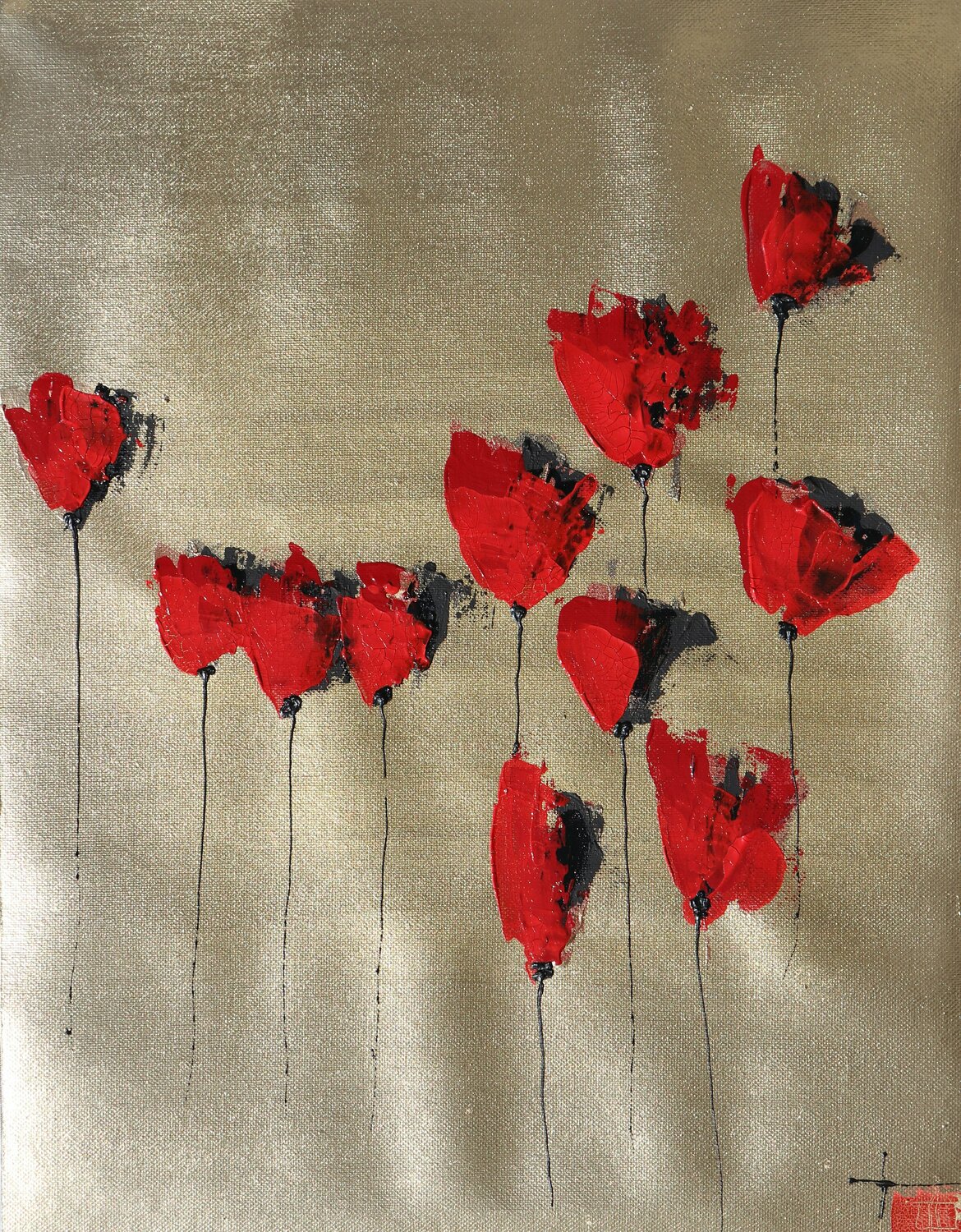 life is gold...life is...poppies Donatella Marraoni Dipinto originale in vendita