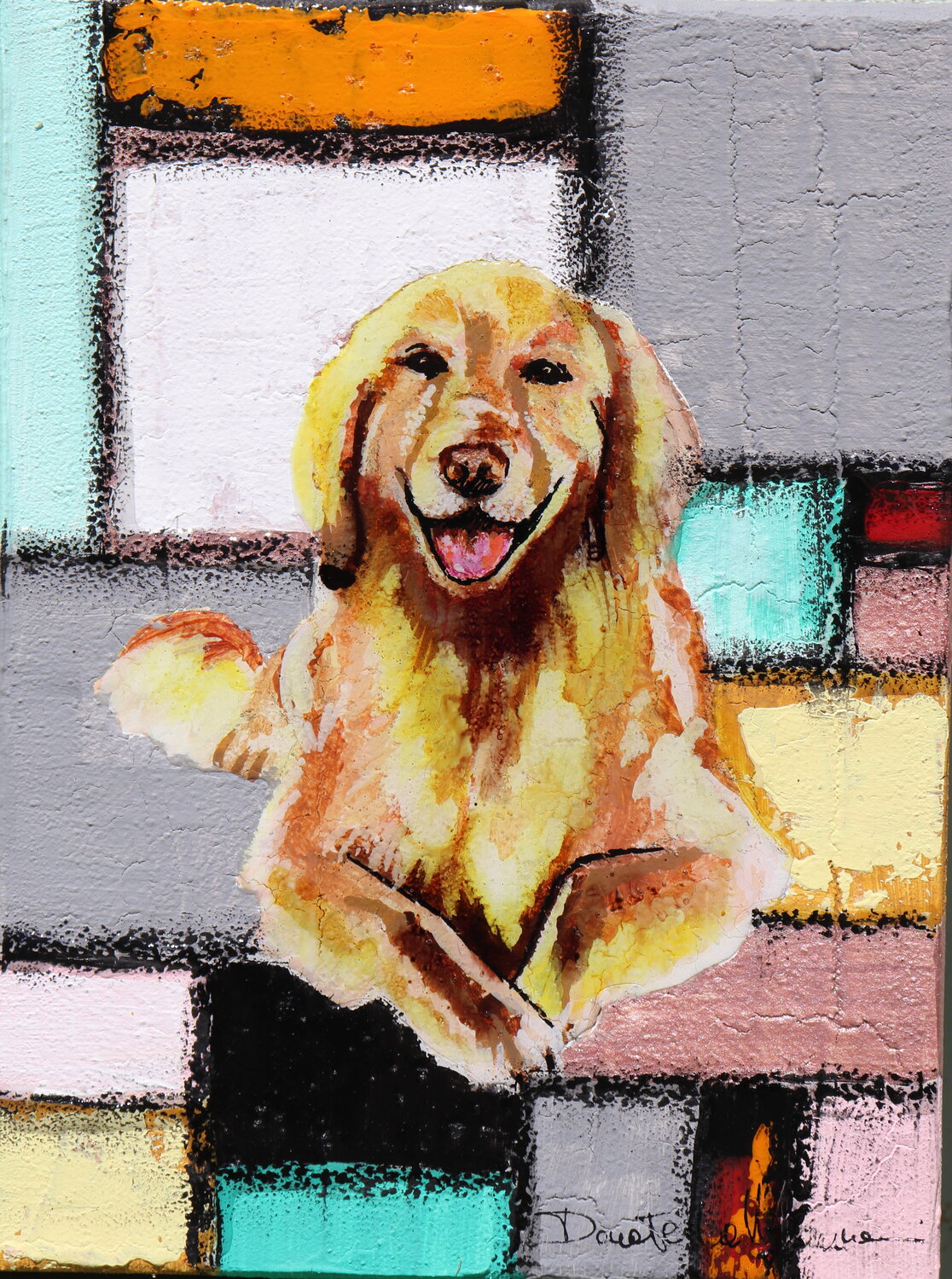 Happy dog Donatella Marraoni Original painting for sale