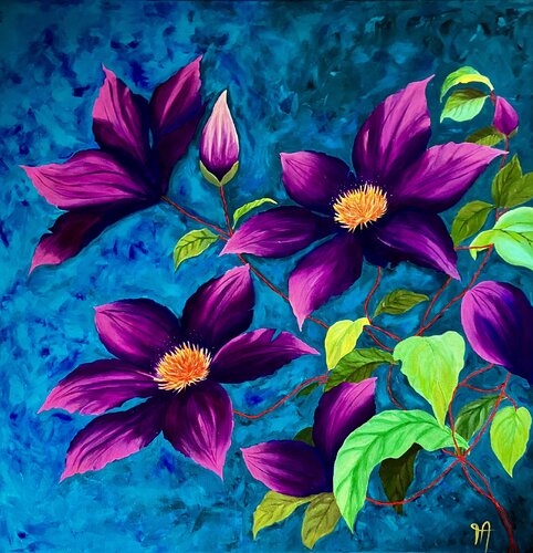Le temps des Clématites by Françoise Augustine, Painting for Sale on Singulart
