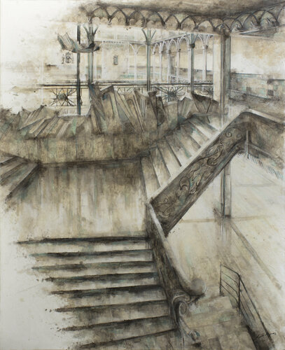 Escaleras Interiores Asamblea Regional, edificio Modernista di Fernando Arribillaga Martínez, Pittura in vendita su Singulart