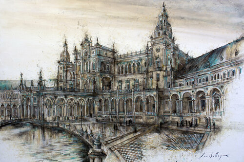 Plaza de España de Sevilla di Fernando Arribillaga Martínez, Pittura in vendita su Singulart