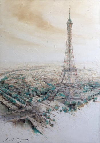 Vista aérea de la Torre Eiffel, Paris di Fernando Arribillaga Martínez, Pittura in vendita su Singulart