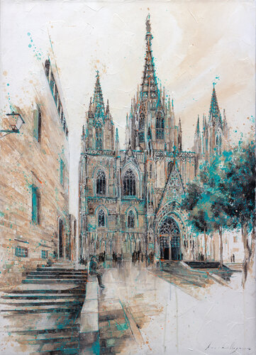 Paseando por Barcelona, Catedral di Fernando Arribillaga Martínez, Pittura in vendita su Singulart