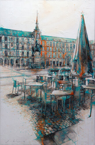 Paseando por Madrid, Plaza Mayor di Fernando Arribillaga Martínez, Pittura in vendita su Singulart
