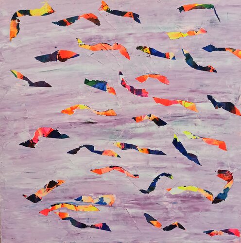 Banc de poissons von Delphine Dessein, Malerei kaufen auf Singulart