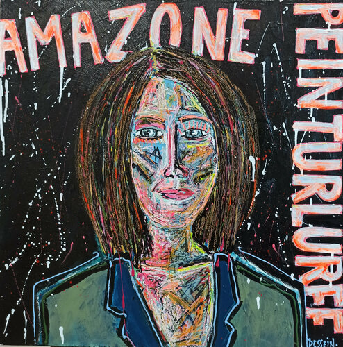 Amazone Peinturlurée... par Delphine Dessein, Peinture en vente sur Singulart