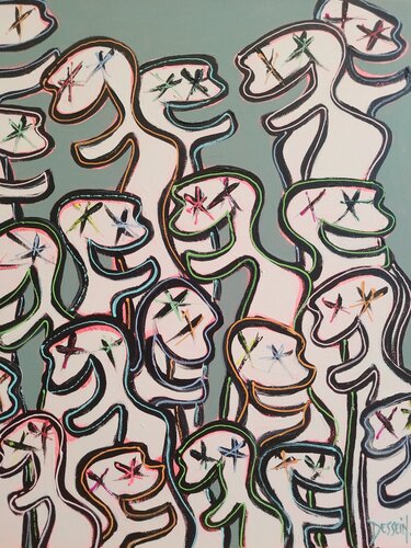 Nématoïdes des Cieux 2 par Delphine Dessein, Peinture en vente sur Singulart