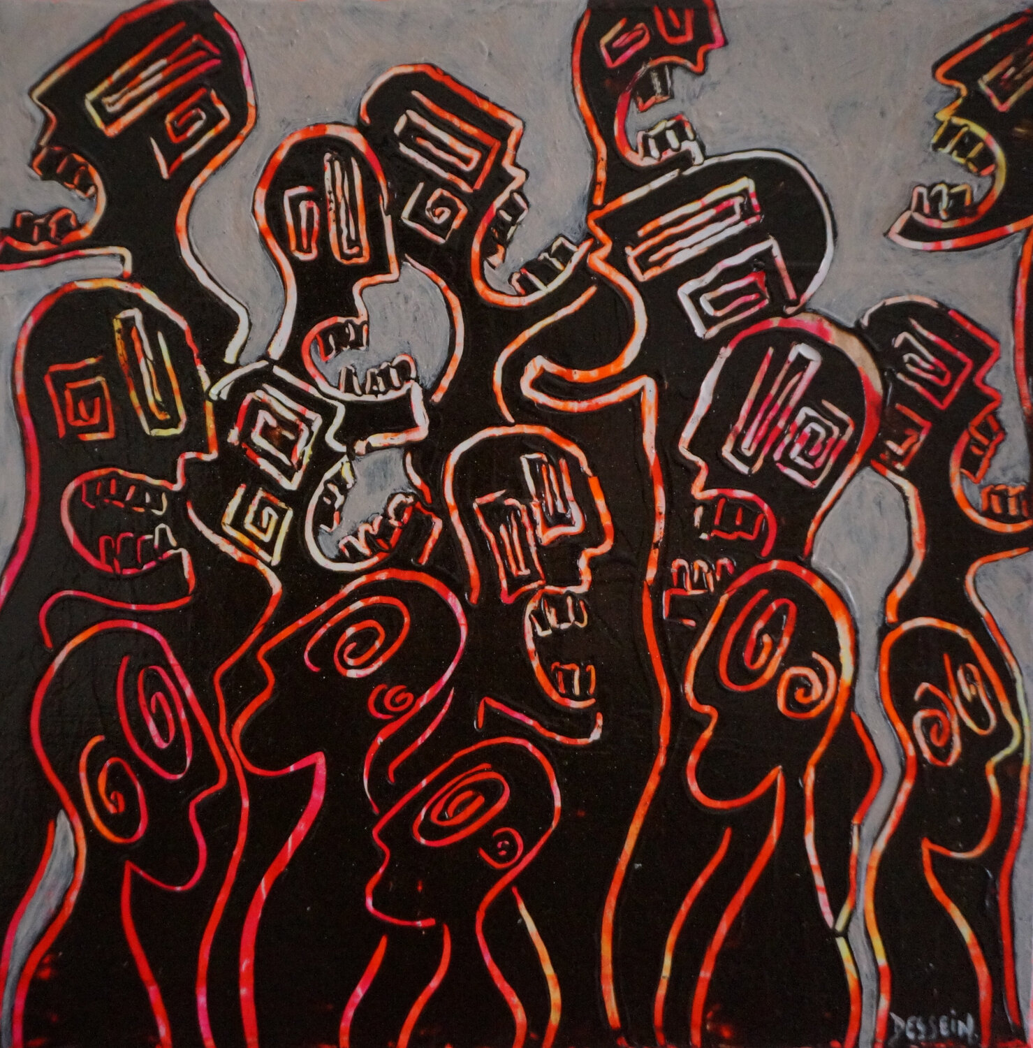 Foule de Nématoïdes 6 Delphine Dessein Dipinto originale in vendita
