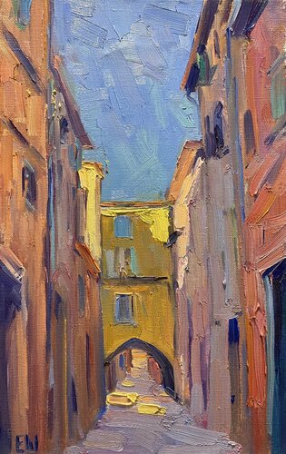 The evening is falling. Villefranche van Genia Sheyn, Schilderij te koop op Singulart