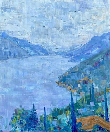 Foggy morning on Lake Garda von Genia Sheyn, Malerei kaufen auf Singulart