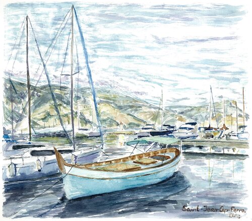 In the port of St Jean Cap Ferrat von Genia Sheyn, Malerei kaufen auf Singulart