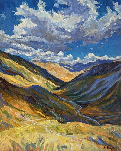 Road under the clouds von Genia Sheyn, Malerei kaufen auf Singulart