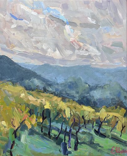 Rainy vineyards di Genia Sheyn, Pittura in vendita su Singulart