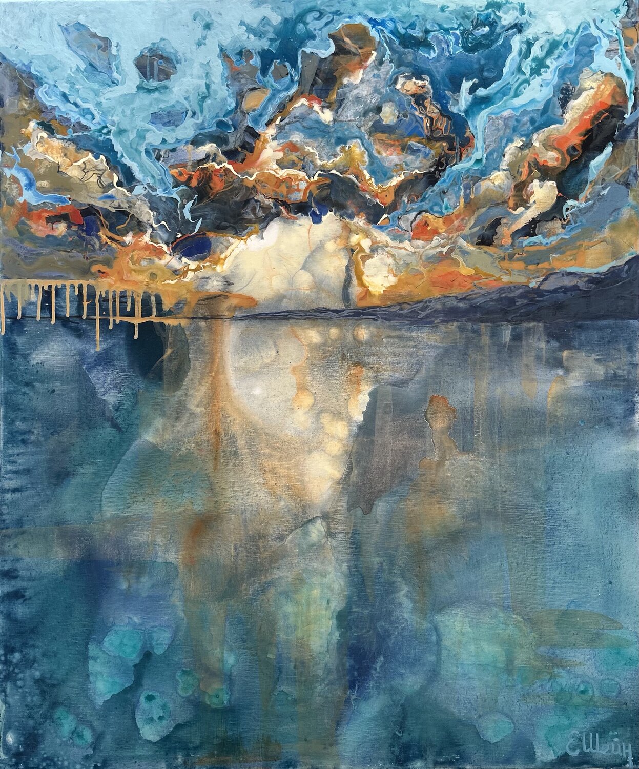 Sunset over the Bay of Angels, Nice Genia Sheyn Originalgemälde zu verkaufen