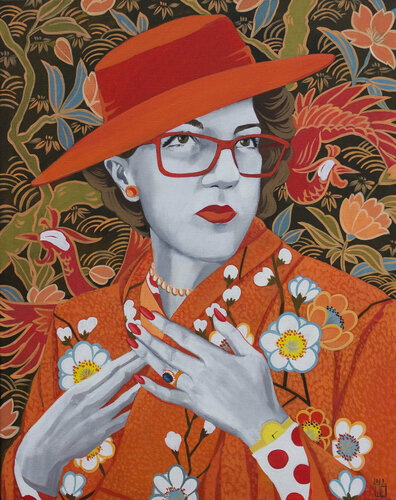 Diane - girl, ofice art, fine art, fashion, kimono by Katya Schepina, Painting for Sale on Singulart