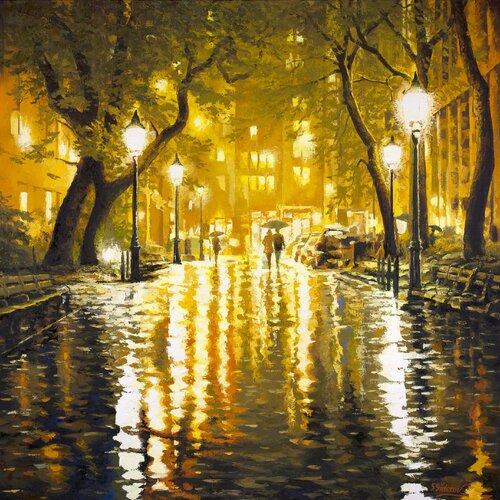 Through The Light. Central Park, New York. di Stanislav Sidorov, Pittura in vendita su Singulart