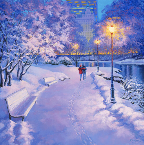 Soft Lilac Winter. Central Park New York von Stanislav Sidorov, Malerei kaufen auf Singulart