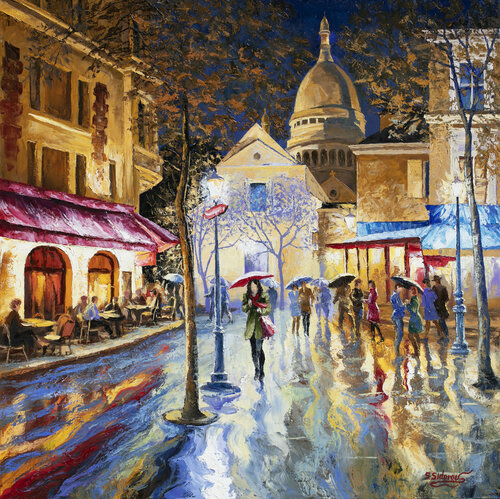 Lilac Evening After the Rain. Montmartre Paris. di Stanislav Sidorov, Pittura in vendita su Singulart