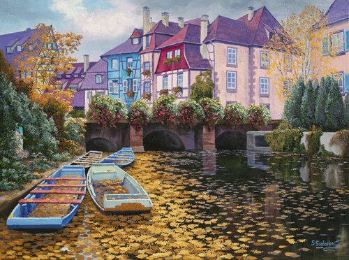 Falling Leaves. Colmar France di Stanislav Sidorov, Pittura in vendita su Singulart