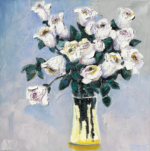 Bouquet with White Roses van Stanislav Sidorov, Schilderij te koop op Singulart