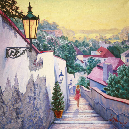 New day is dawning. Prague. van Stanislav Sidorov, Schilderij te koop op Singulart