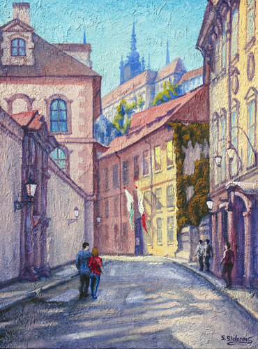 Street in Prague van Stanislav Sidorov, Schilderij te koop op Singulart