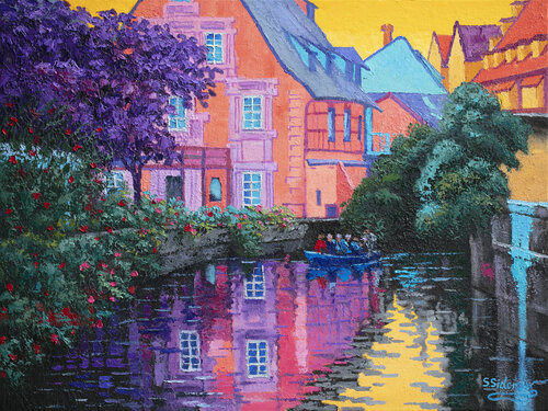 Romantic Evening. Colmar France. van Stanislav Sidorov, Schilderij te koop op Singulart