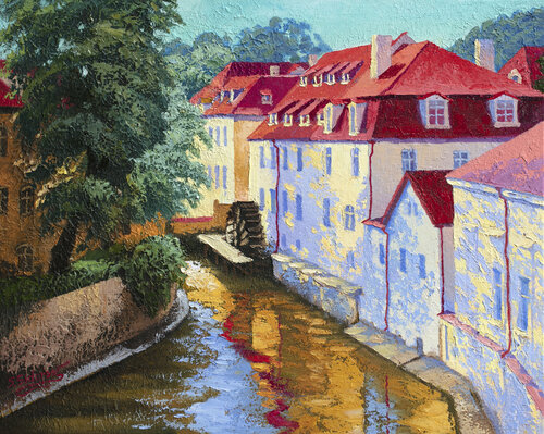Old Mill Chertovka. Prague. van Stanislav Sidorov, Schilderij te koop op Singulart