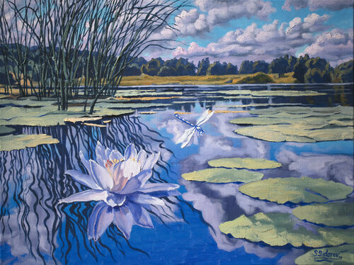 Silver Dragonfly van Stanislav Sidorov, Schilderij te koop op Singulart